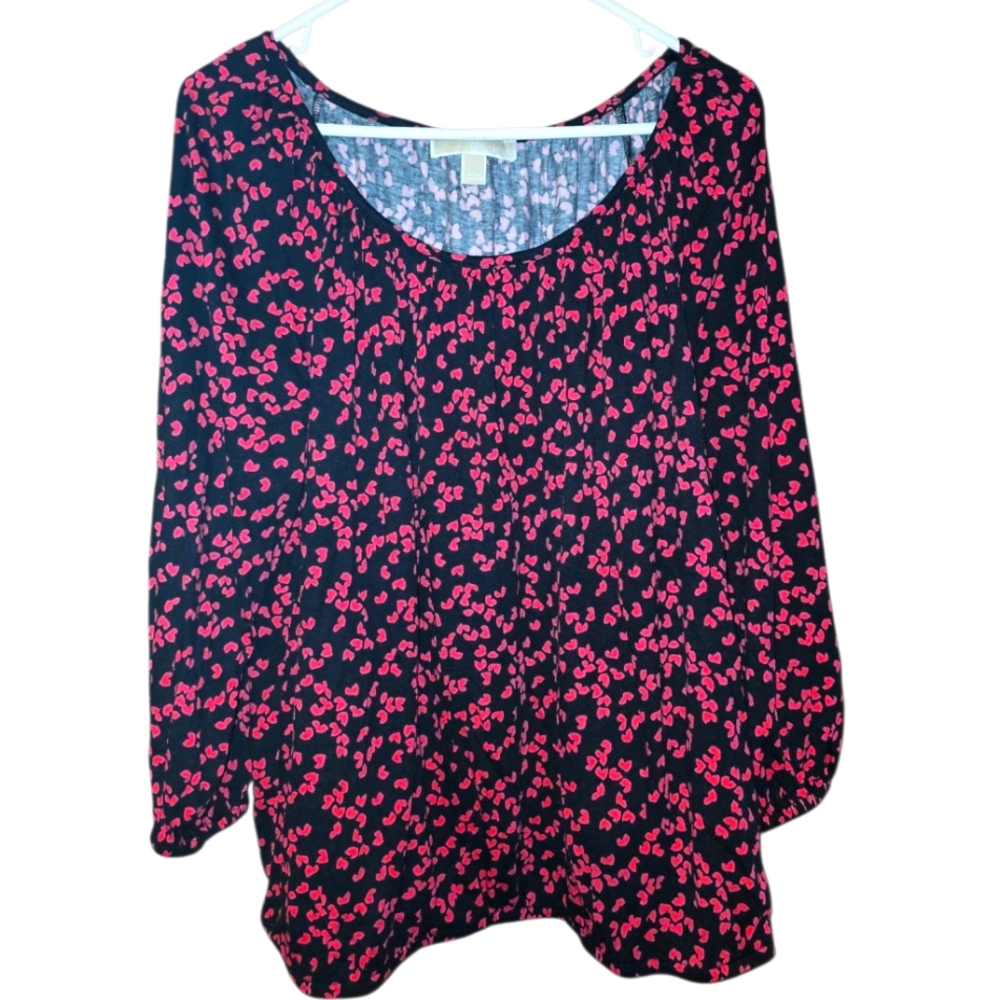 MK Pink and Blue Relaxed Blouse with Long Sleeves